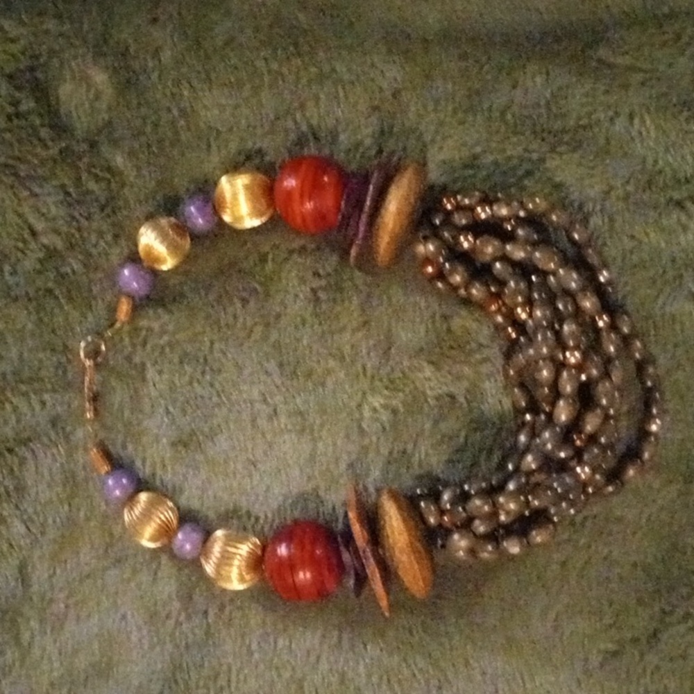 African inspired wood beaded choker